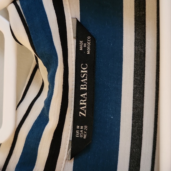 ZARA Midi 3/4 Length Sleeve Striped Belted Dress - Picture 2 of 5